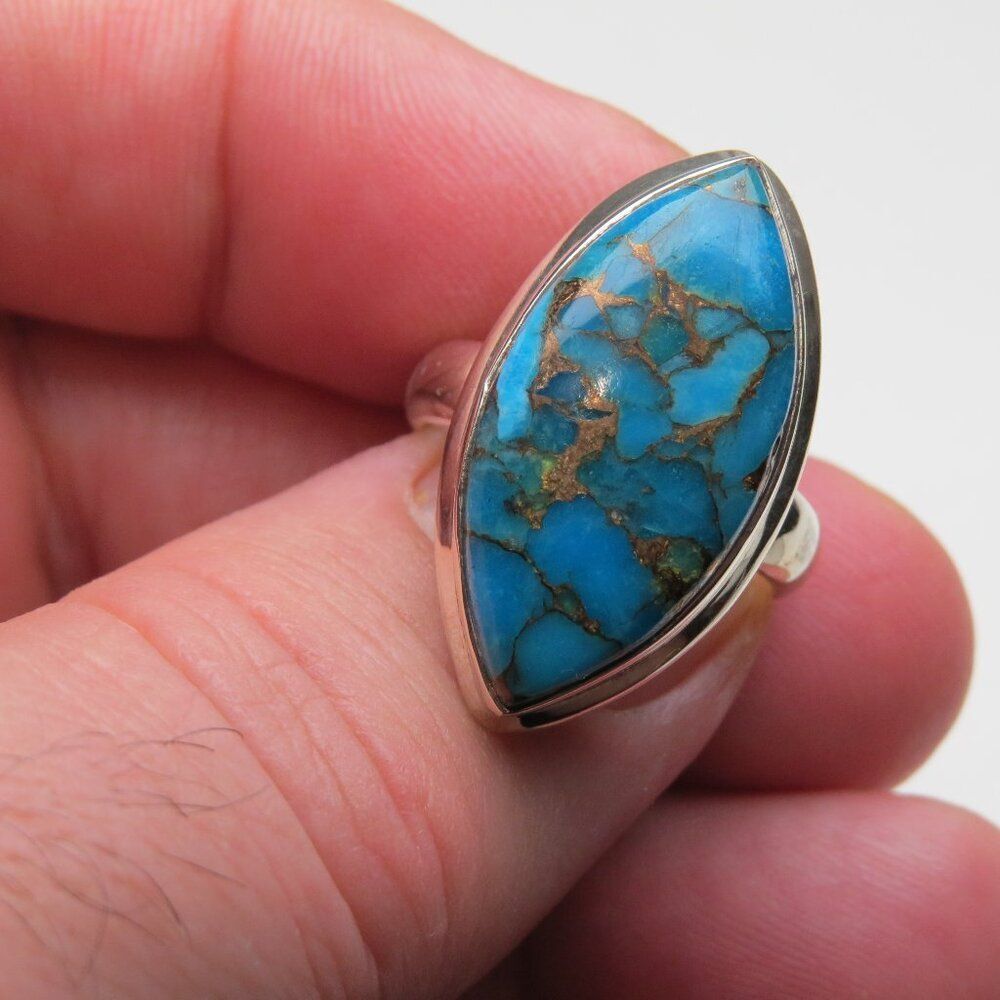 *925 Sterling Silver copper Turquoise Ring